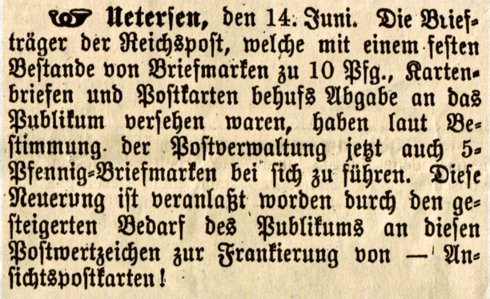 Uetersener Tageblatt 14. Juni 1899