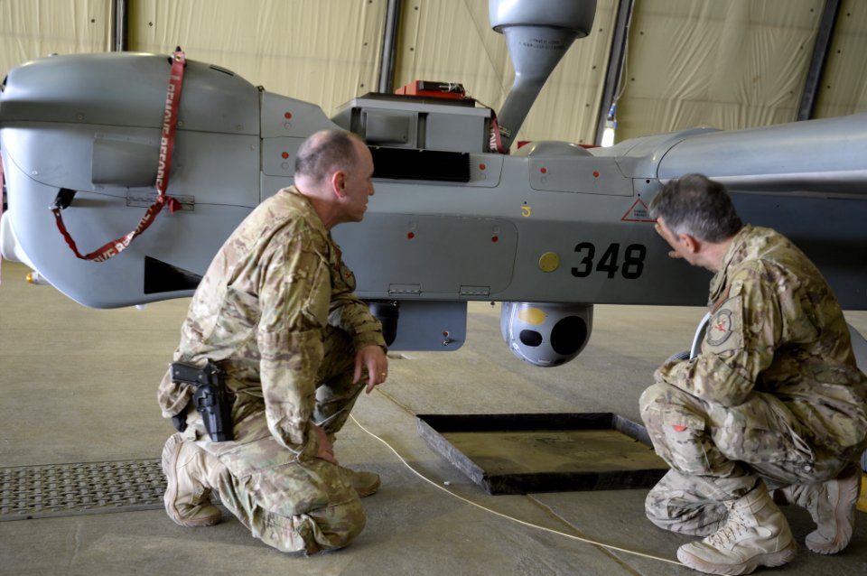 UAV MQ-5B Hunter launch and recovery at Kandahar Airfield 150806-N-SQ656-745
