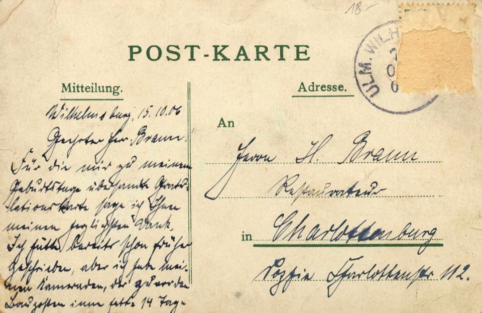 Ulm (Donau), Baden-Württemberg - Wilhelmsburg (back) (Zeno Ansichtskarten)