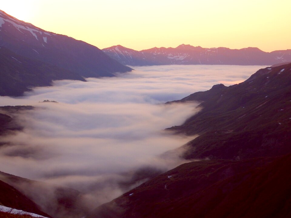 Fog clouds canyon photo