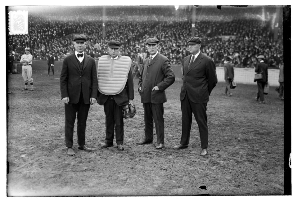 Umpires Ernie Quigley, Tom Connelly, Hank O'Day, Bill Dinneen at 1916 World Series (baseball) LCCN2014702917
