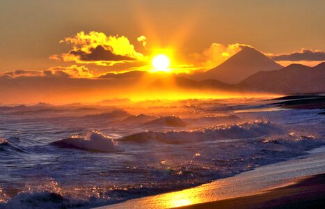 Wave sunset sun