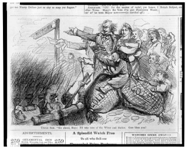 Uncle Sam, Go ahead, boys, I'll take care of the wives and babies - God bless you! - J.M. LCCN2004669982