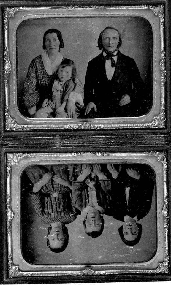 Unbekannter Fotograf Professor Eduard Reusch mit Familie kolorierte Ferrotypie in Klappetui 1856