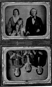 Unbekannter Fotograf Professor Eduard Reusch mit Familie kolorierte Ferrotypie in Klappetui 1856