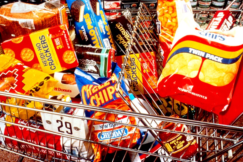 Unhealthy snacks in cart