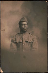 Unidentified African American soldier in uniform and overseas cap LCCN2017648692