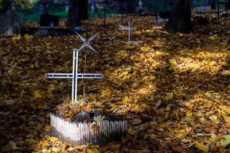 Cross the grave of a child old cemetery photo