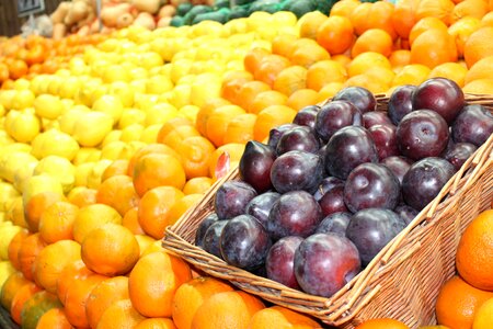 Oranges plums super market photo