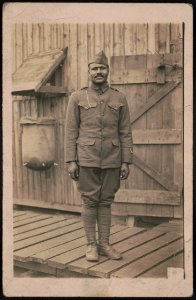 Unidentified African American soldier in uniform and overseas cap LCCN2017648694