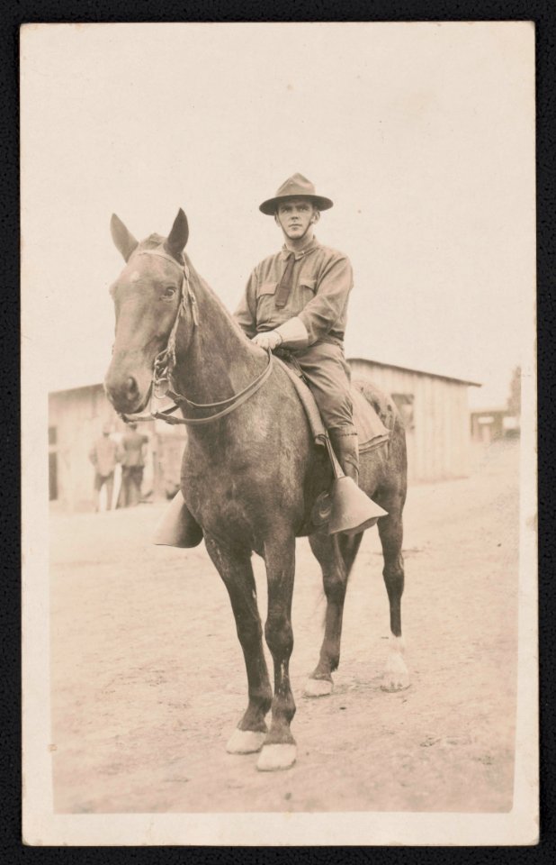 Unidentified cavalry soldier in uniform on horseback LCCN2018645956