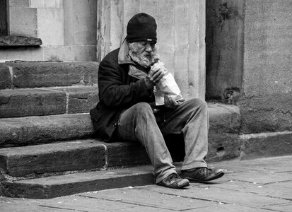 Poor person homelessness photo