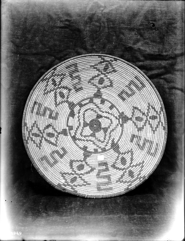 Unidentified Indian basket on display, ca.1900 (CHS-3949)