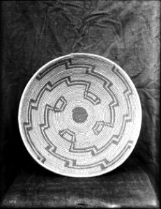 Unidentified Indian basket on display, ca.1900 (CHS-3976) photo