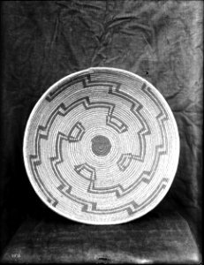 Unidentified Indian basket on display, ca.1900 (CHS-3976)