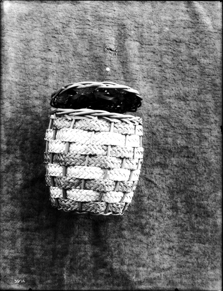 Unidentified Indian basket on display, ca.1900 (CHS-3974)