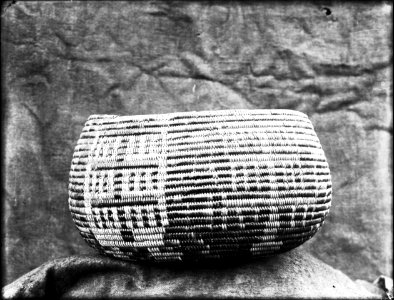 Unidentified Indian basket on display, ca.1900 (CHS-3970) photo