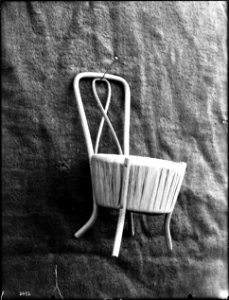 Unidentified Indian chair on display, ca.1900 (CHS-3953) photo