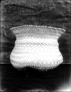 Unidentified Indian basket on display, ca.1900 (CHS-3975) photo