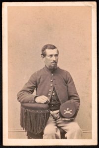 Unidentified soldier from Co. F, 1st New Hampshire Heavy Artillery Regiment in uniform) - Brady's National Photographic Portrait Galleries, No. 352 Pennsylvania Avenue, Washington, D.C. and LCCN2016646218