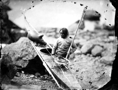 Unidentified Inuit man with a kayak RMG G04267 photo
