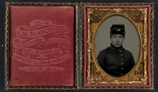 Unidentified soldier in Union uniform and kepi) - From J. W. Blanchard's Photographic Gallery, No. 2 First St., opposite Troy House, Troy, N.Y LCCN2011661472