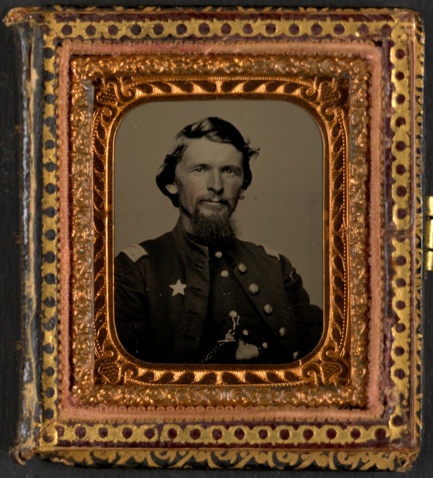 Unidentified soldier in Union officer's uniform with 12th Corps, Army of the Potomac badge LCCN2015650810