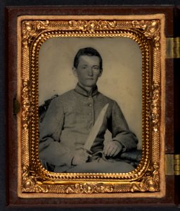 Unidentified soldier in Confederate artillery uniform with large Bowie knife LCCN2010650885