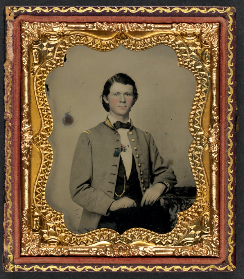 Unidentified soldier in Confederate frock coat with gold trim LCCN2010650887