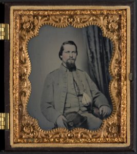 Unidentified soldier of Laurel Brigade Virginia Cavalry Regiment with tobacco pouch LCCN2012646138 photo