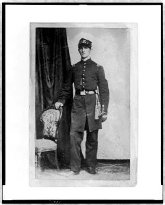 Unidentified Union officer, full-length portrait, standing, with right hand on back of chair, facing front LCCN98506746 photo