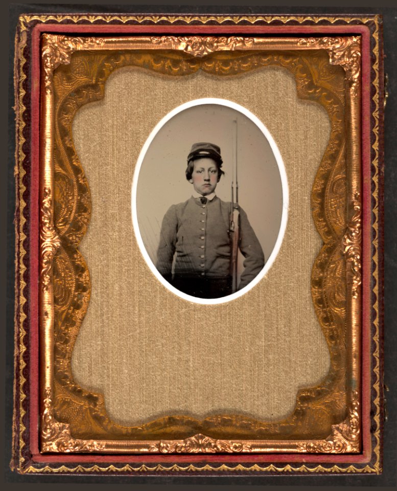 Unidentified young soldier in Confederate uniform with Merrill carbine LCCN2017648733