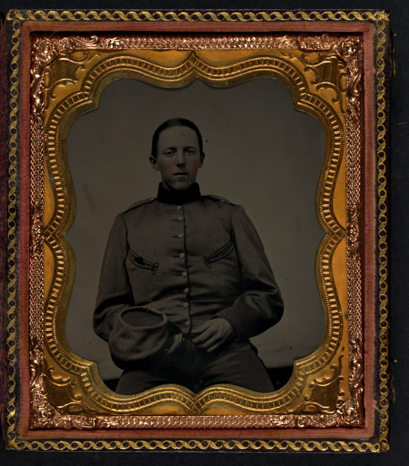 Unidentified soldier in Union Zouave shell jacket with kepi LCCN2010650884