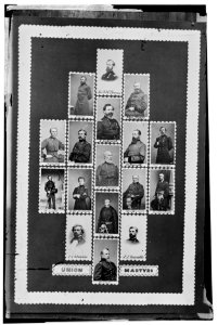 Union Martyrs- Berry, Jas. R. McPherson, Alex. Hayes, Ransom, Buford, J. Sedgwick, D. Russell, Geo. Stone, N. Lyon, O.M. Mitchell, E.V. Sumner, Wadsworth, Richardson, Stevens, Kearney, J.J. LOC cwpb.07626