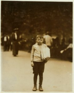 Union Square Newsie. Joseph Blata, 7 years old. Lives in Basement, 306 E. 11th St. Collects discarded papers and sells them to storekeepers. LOC nclc.03637