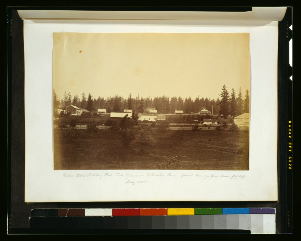 United States military post, Fort Vancouver, Columbia River - General Harney's house beside flagstaff, May 1859 (sic) LCCN2003663137