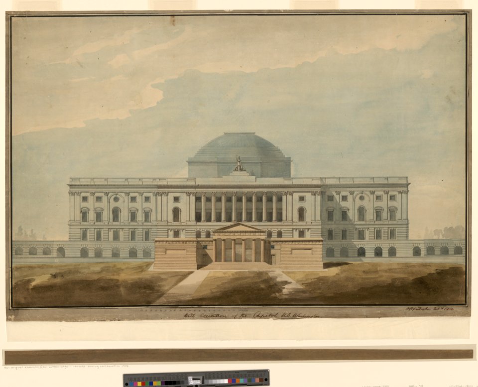 United States Capitol, Washington, D.C. Elevation of west front with propylaea) - B.H. Latrobe Feb. 4 1811 LCCN2001697186