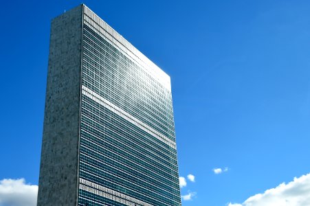 United Nations Headquarters Glistens in Afternoon Sun Day Before General Assembly Begins