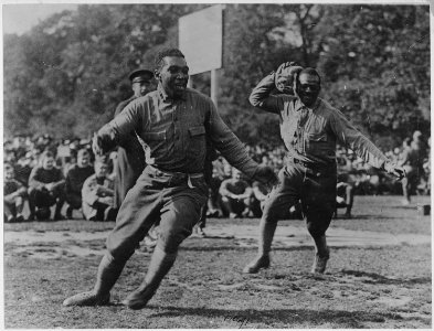 United States soldiers give American sport demonstration in London. Two Negro soldiers in a pursuit . . . - NARA - 533561
