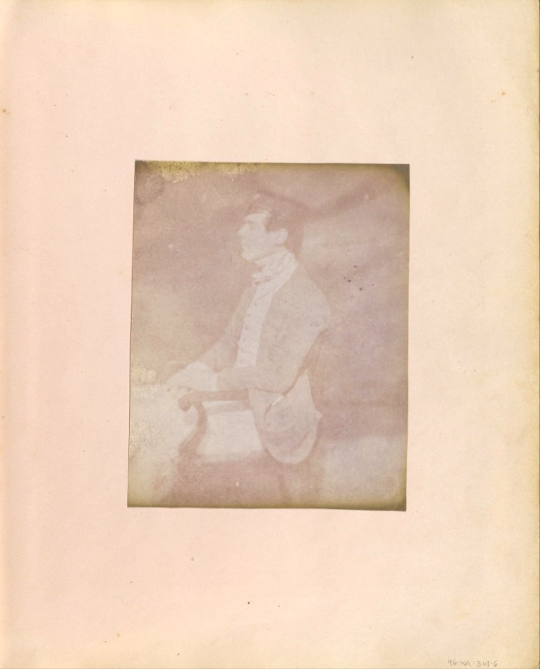Unknown maker, British, active India about 1843 - (Profile portrait of a Seated Man in Feathered Cap) - Google Art Project