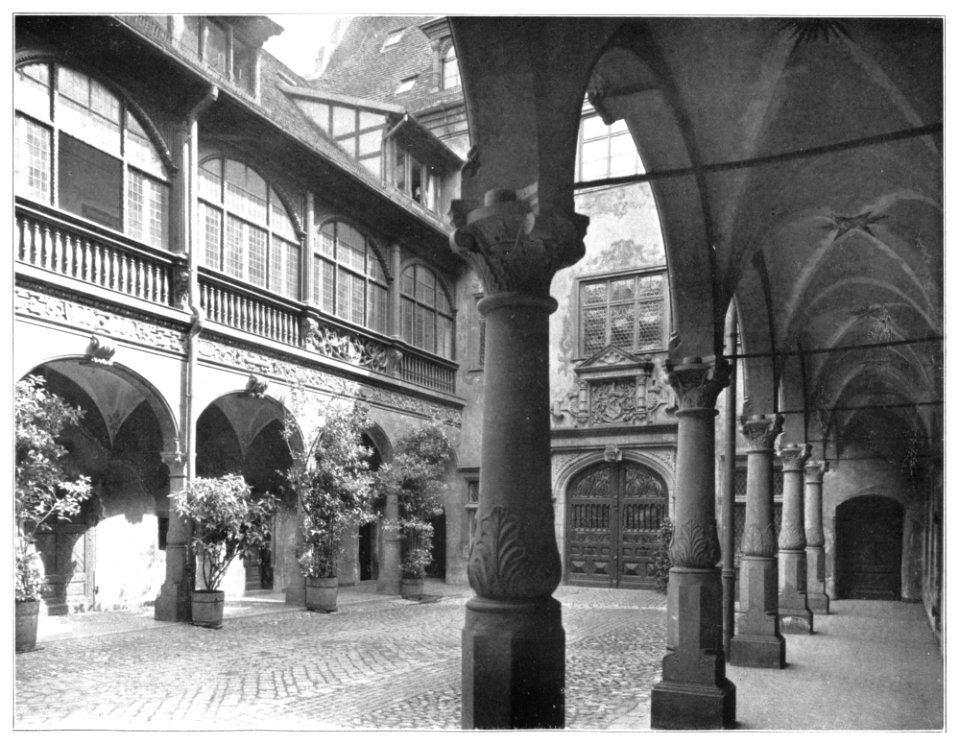Unser Land 1925 B68, Hof des Hauses Kornhausgasse 1 in Ulm, von der Trappen