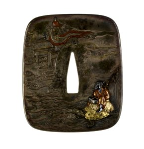 Unno Moritoshi - Tsuba with Urashima Taro Leaving the Palace of the Dragon King - Walters 51139