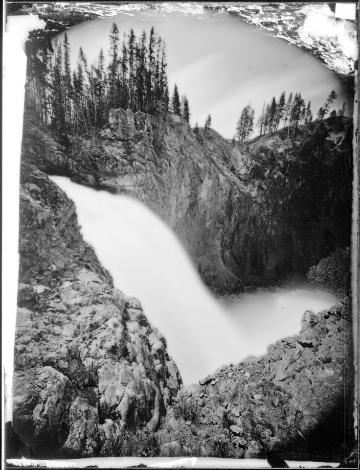 Upper falls of the Yellowstone, near view from the west side. - NARA - 516692