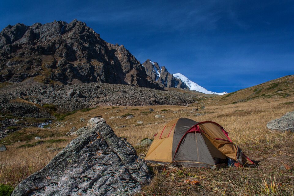 Mountains rocks tent