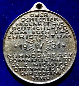 Upper Silesia Plebiscite 1921 Fe- Campaign Medal of the pro- German Side (reverse)
