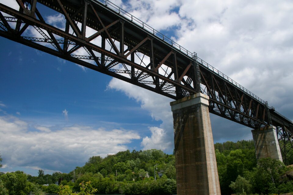 Bridge blue skies tree