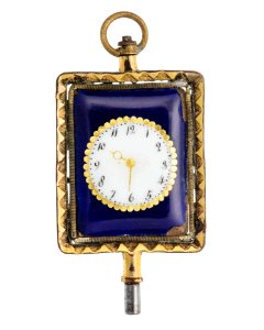 Urnyckel av brons och emalj med urmotiv, 1700-tal - Hallwylska museet - 110364