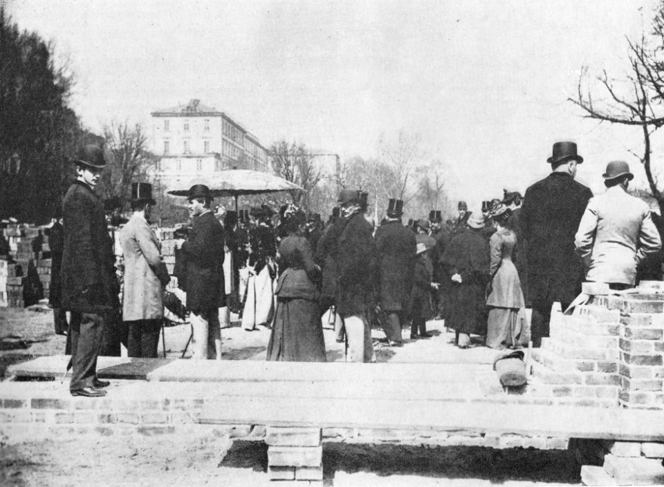 Uroczystość wmurowania kamienia węgielnego pod budynek Klubu Cyklistów na Dynasach 1892