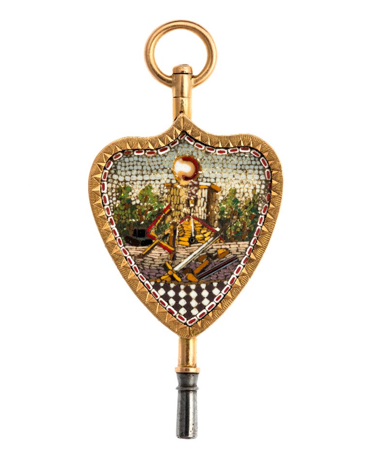 Urnyckel av guld och mosaik med frimurarmotiv, 1700-tal - Hallwylska museet - 110361