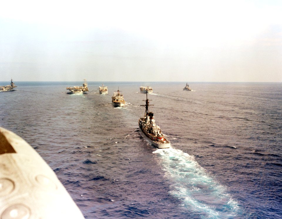US Carrier Group 8 underway in the Mediterranean Sea in 1987